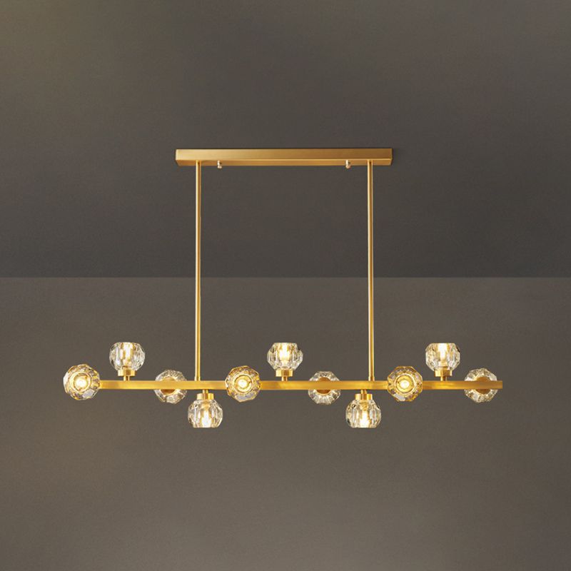 Modern Chandelier Bubble with Shape Island Lights Crystal And Metal Island Lamps in Gold