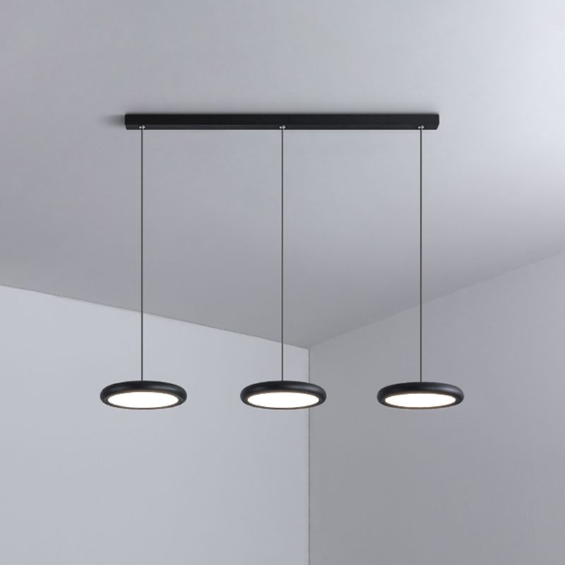 Modern Minimalist LED Pendant Light Frosted Aluminium Circular Hanging Lamp with Acrylic Shade