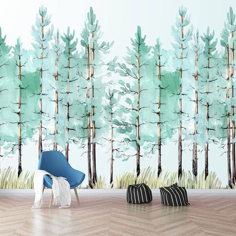 Modernism Trees Murals Decal Non-Woven Fabric Eco-Friendly Green Wall Art for Home