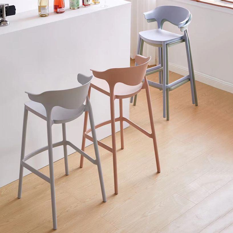 Scandinavia Style Bar-stool Plastic Legs Square Seat Barstool with Low Back for Kitchen