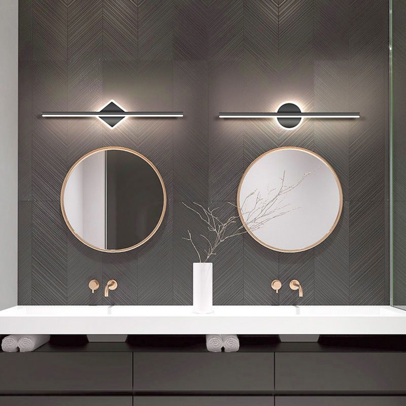Black Strip Minimalist Mirror Light Nordic Style 1 Light Vanity Light for Bedroom