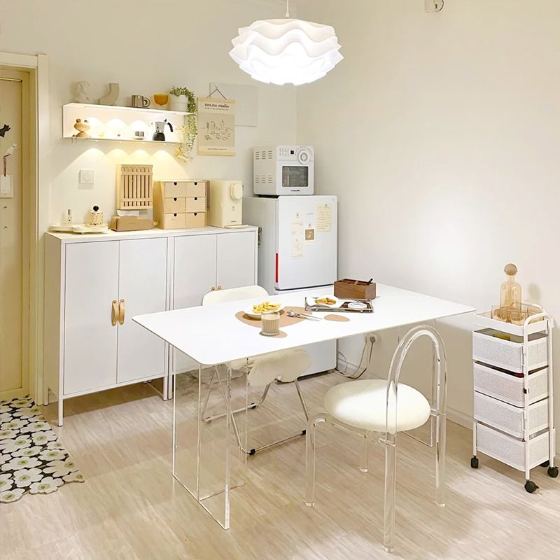 Simple Style Dining Table Acrylic Legs Table Home Rectangle Dining Table