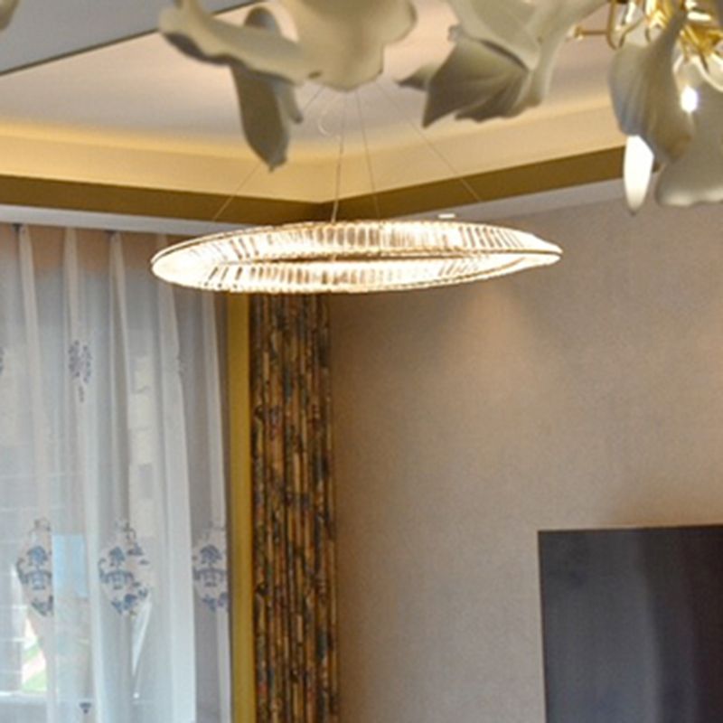 Contemporary Style Ceiling Lighting Ring Crystal in Gold LED Ceiling Fixture