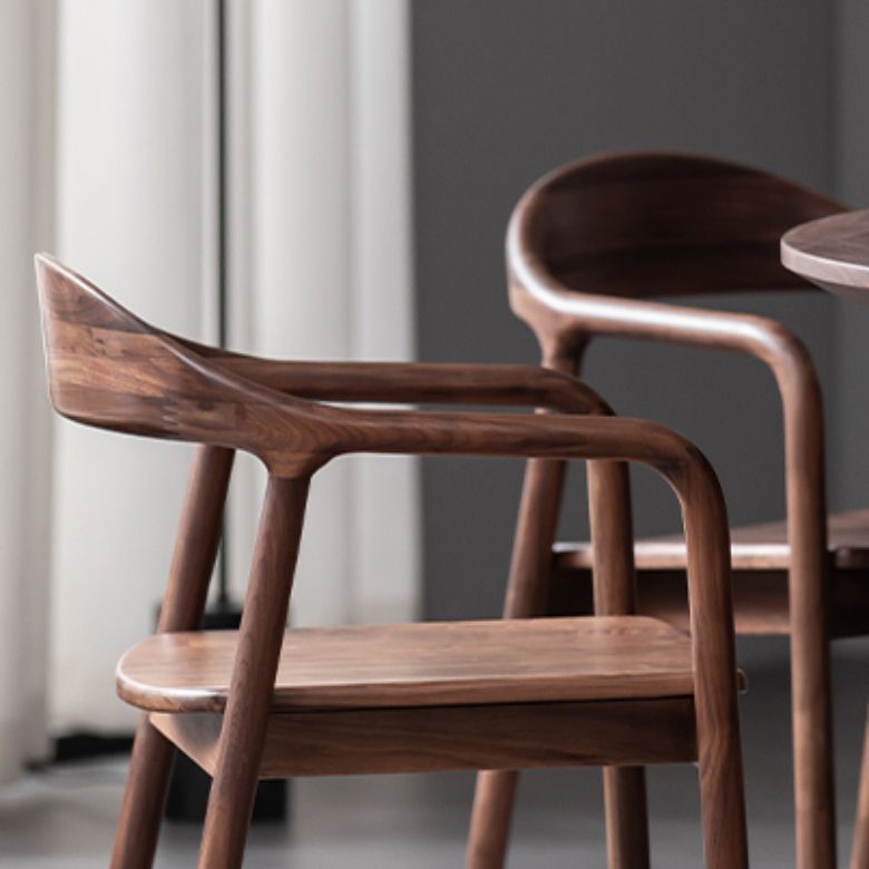 Solid Wood Dining Arm Chair Open Back Dining Arm Chair for Dining Room