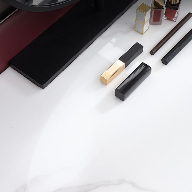 Contemporary Simple Stone Vanity Makeup Table Set with Mirror & Stool