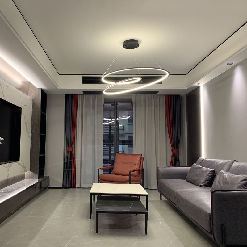 Twisting Shape Metal Chandelier Light Modern 1- Light Chandelier Lighting Fixture in Black