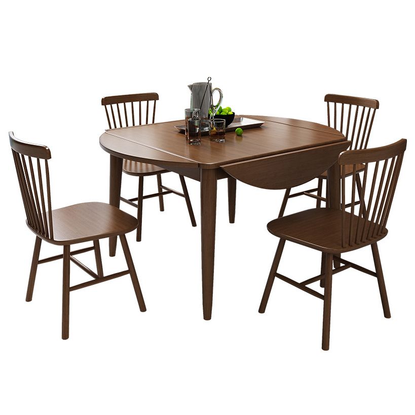 Modern Style Rubberwood Dinner Table Round Drop-Leaf Table for Home Use