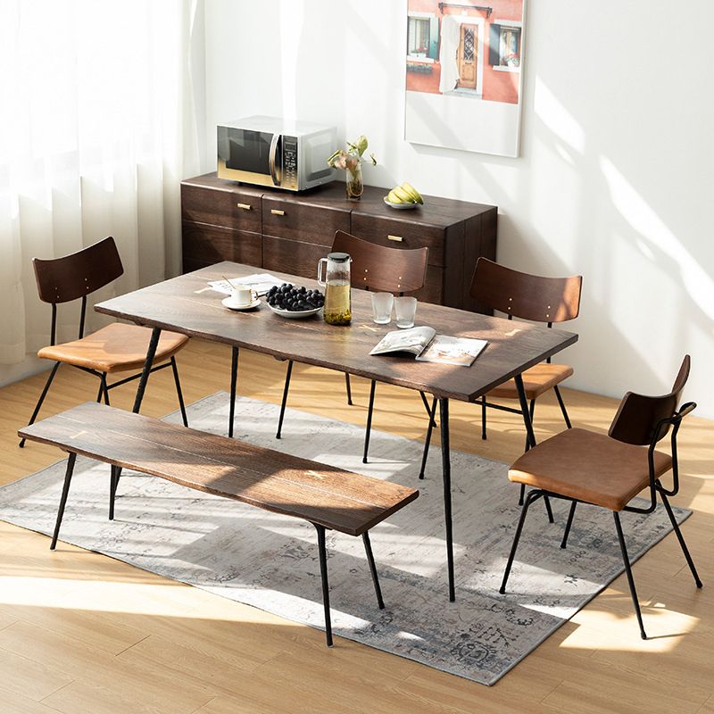 Industrial Style Wood Top Dining Set with 4 Black Metallic Legs for Dining Furniture