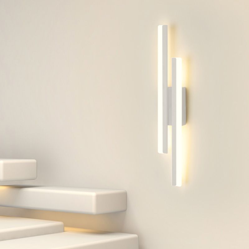 Shaded Bedroom Wall Sconce Lighting Metal LED Minimalism Sconce Light Fixture in White