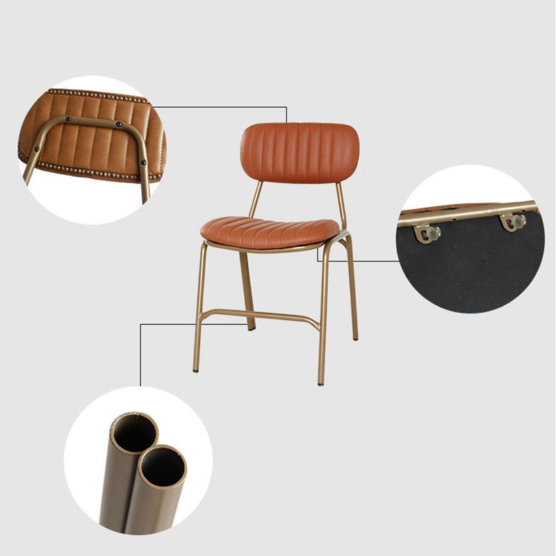 Sillas de comedor de metal industrial con respaldo abierto, sillas de comedor laterales sin brazos (juego de 2)