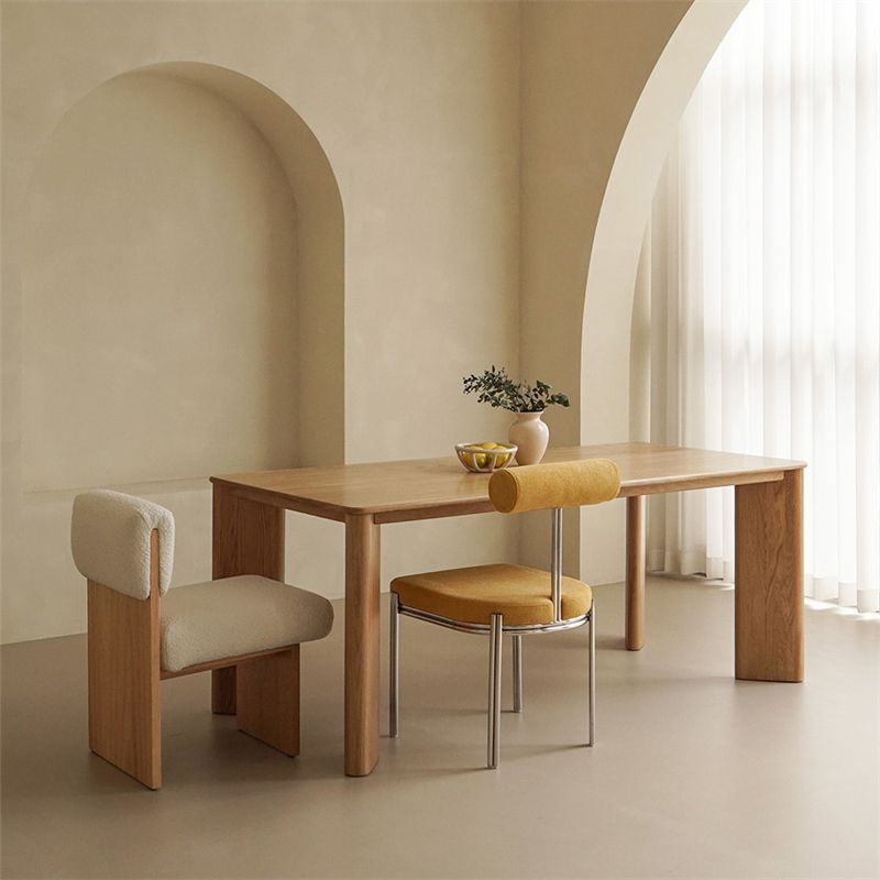 Solid Wood Dining Table Rectangle 4 Legs Dinner Table for Home Use