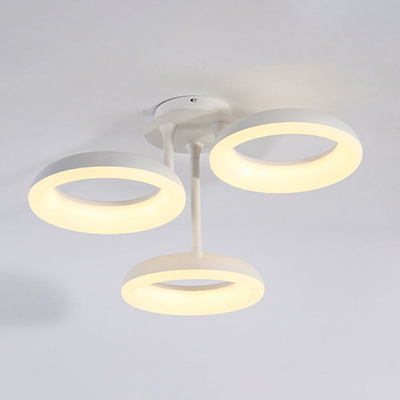 Simplicity Circle LED Semi Flush Light Acryl Wohnzimmer Deckeneinbauleuchte in Weiß