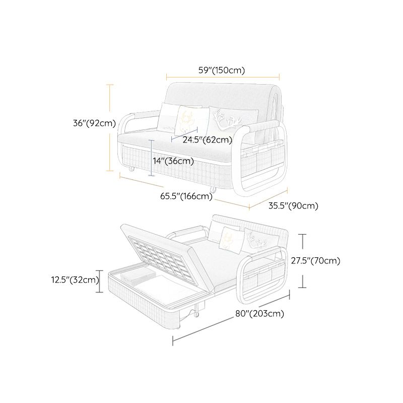 Pillow Included Sofa Futon Cushion Back Round Arms Sleeper Sofa