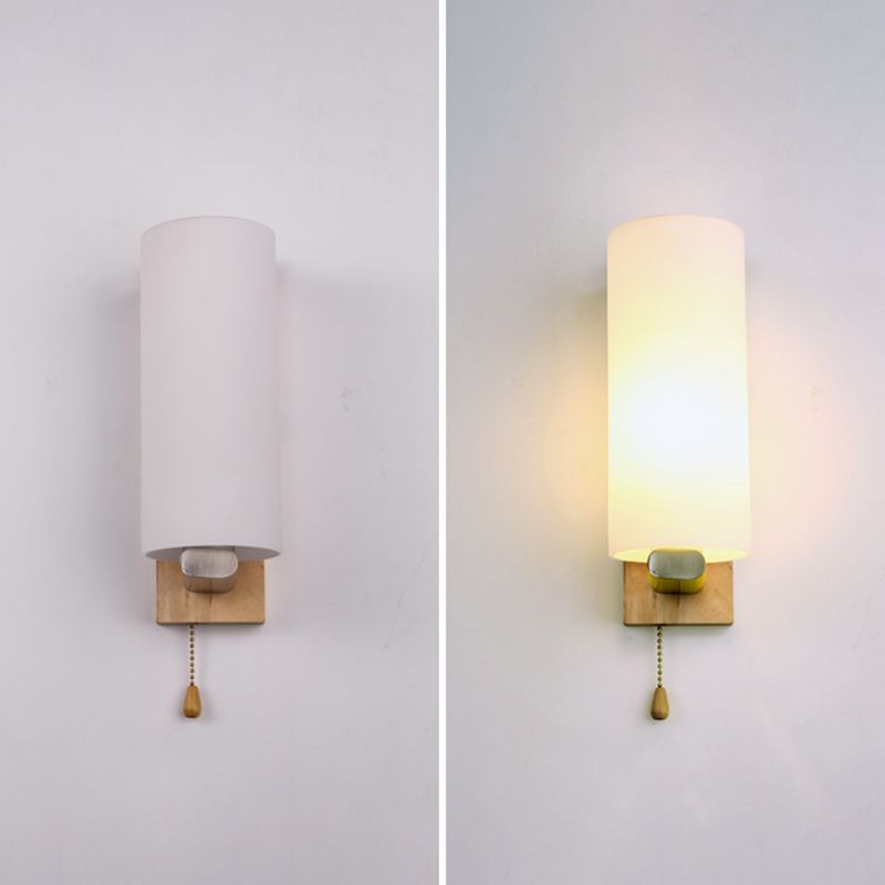 1-Light Wall Sconce Modern Style Wood Wall Lighting for Bedroom