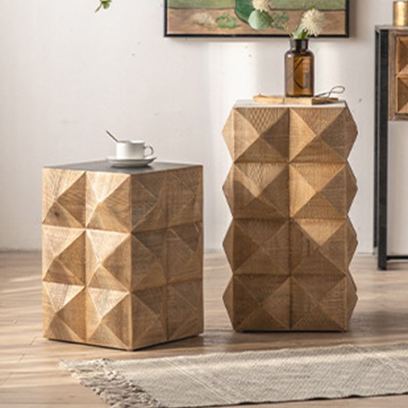 Rustic End Slide Table Living Room Distressed Brown Solid Wood Accent Side Table