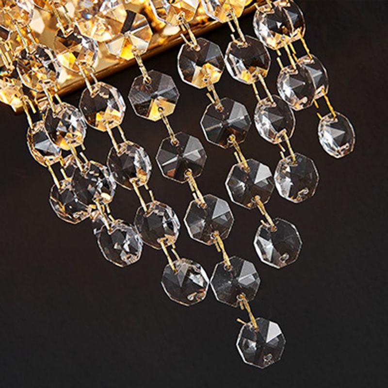 Beaded Wall Sconce Light Modern Crystal 2 Lights Smoke Grey  Wall Mount Light for Living Room
