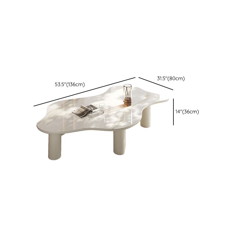 No Distressing Single Coffee Table Slate Free-Form White Coffee Table