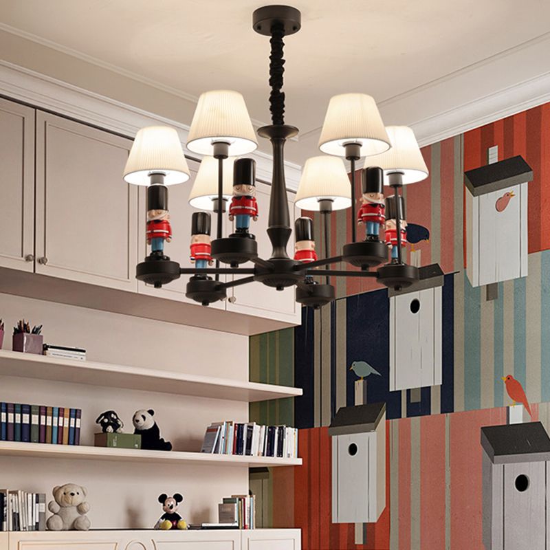 Light Black Affited Affermazione Accordatura Bammella in tessuto in tessuto per bambini con arredamento soldato