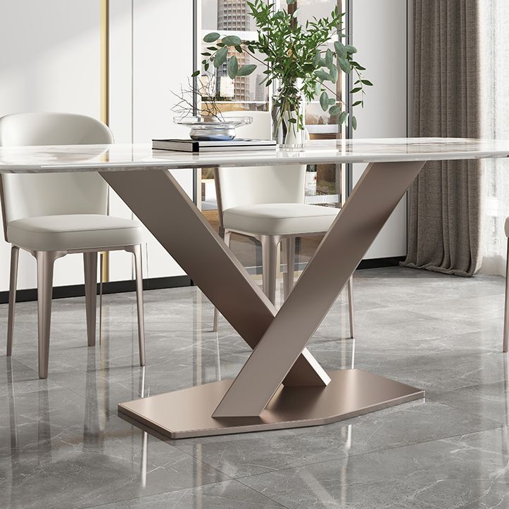 Modern Kitchen Dining Room Set with  Sintered Stone Top and Gold Base Dining Furniture Set