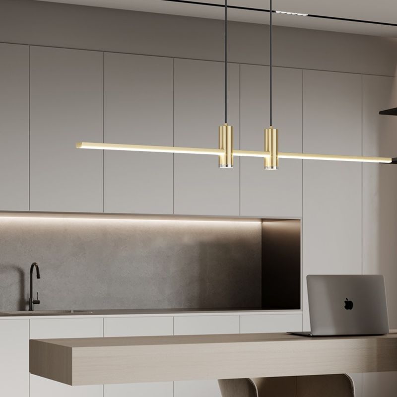 Modern Linear Island Light Fixtures 3-Head Restaurant Hanging Lamp with Silica Gel Shade