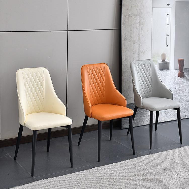 Contemporary Faux Leather Dining Chairs Metal Parsons Side Chair
