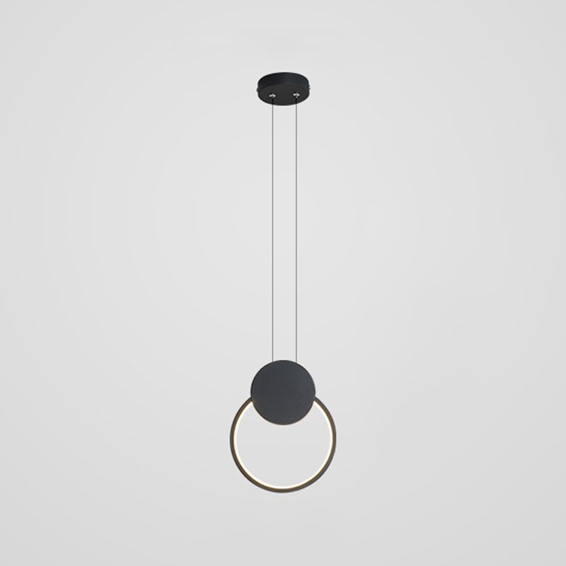 Luz de techo colgante de anillo Ligera colgante moderna Candelera de orbe de metal en acabado negro