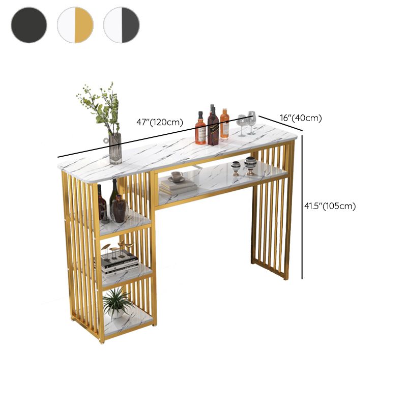 Glam Rectangle Wood Counter Table 3/4 Pieces Bar Table Set for Cafe