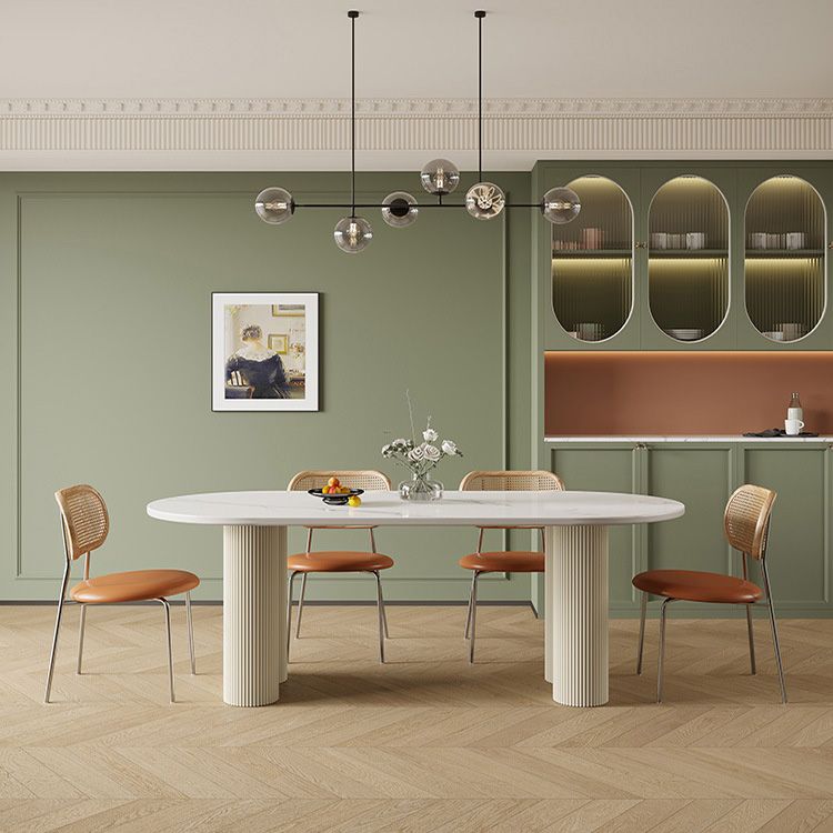 Simplicity Dinette Table Oval Stone Dining Room Table for Dining Room