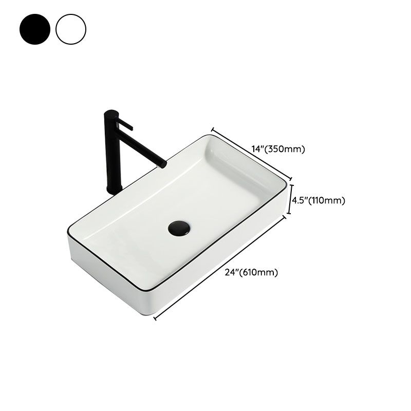 Modern Bathroom Sink Pop-Up Drain Rectangular Trough Sink without Faucet