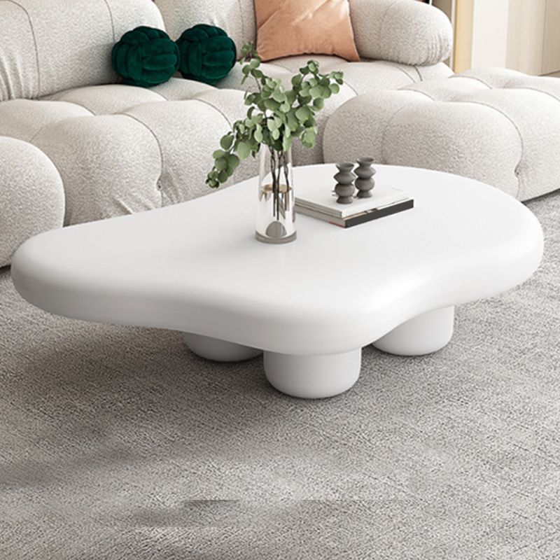 Scandinavian 4 Legs Coffee Table Free form Wooden Cocktail Table in White