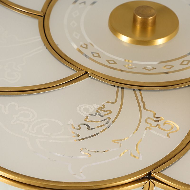 Plafonnier en verre blanc de style rétro colonial en cuivre pour chambre à coucher