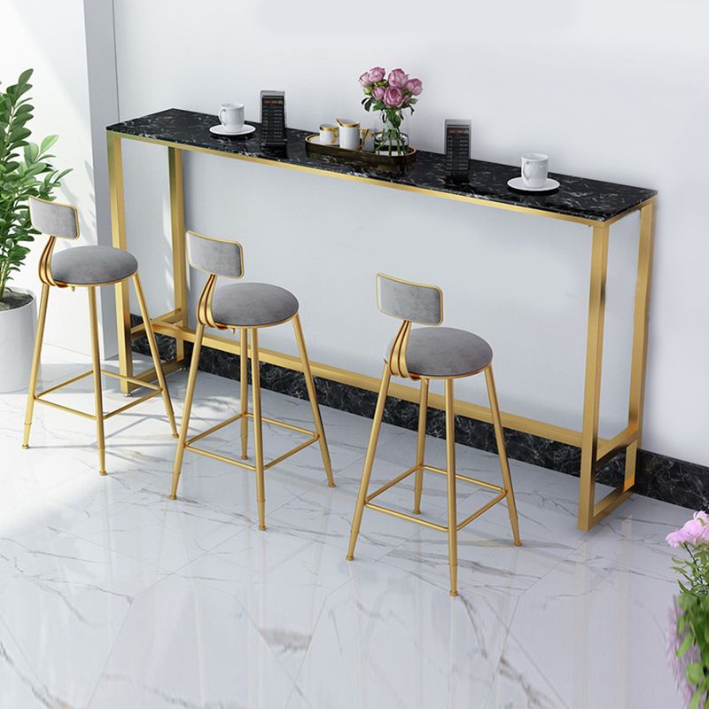 Glam Bar Height Table Faux Marble Top Bistro Bar Table with Trestle Base