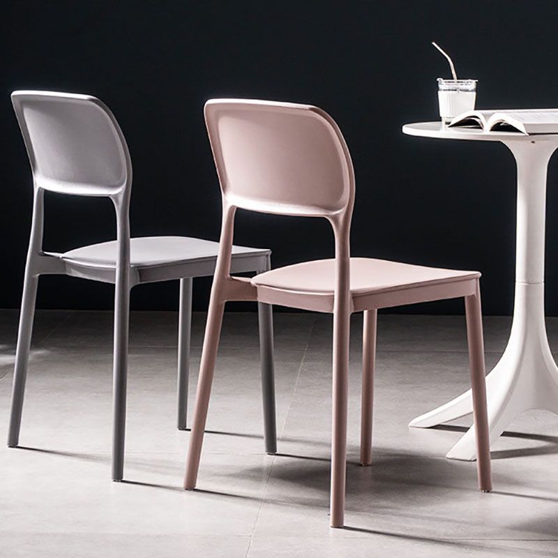 Silla de cocina de estilo contemporáneo, silla lateral de comedor con respaldo abierto sin brazos de plástico