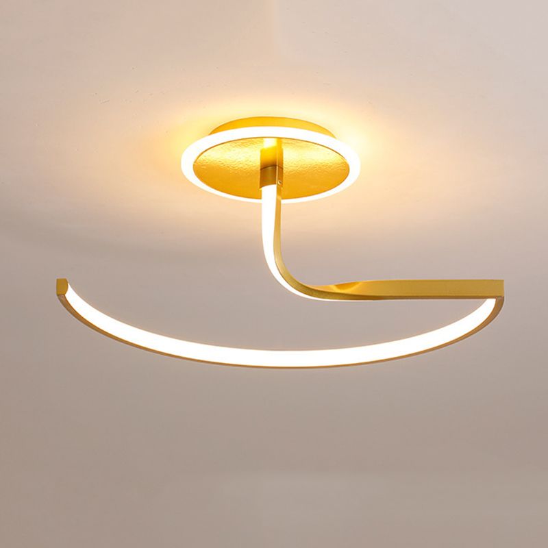 Moderner Stil Wirbel Welle Semi Flush Mount Light Metal 1 Light LED Flush Light