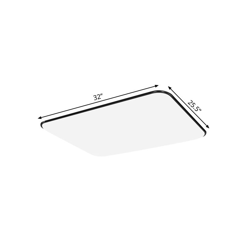 Rectangular Flushmount Lighting Simple Stylish LED Acrylic Ceiling Light Fixture in White for Bedroom, 25.5"/32" Diameter