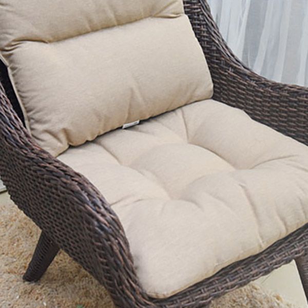 Rattan Patio Dining Table Set 1/3 Pcs Glass Top Table with Upholstered Chairs