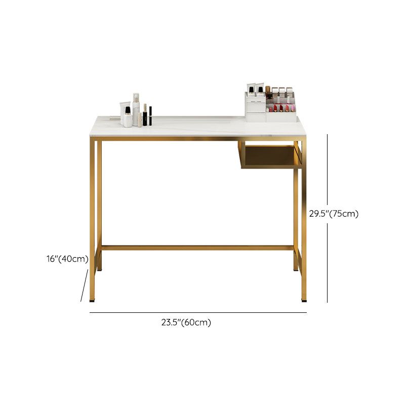 Glam Metal Vanity Makeup Table Set Slate Top Vanity Dressing Table