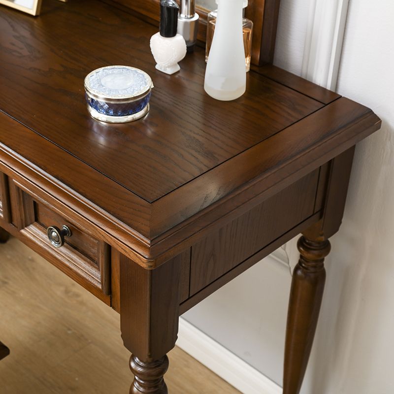 Brown Ash Vanity Set with Mirror 58.26" High Vanity with Drawer