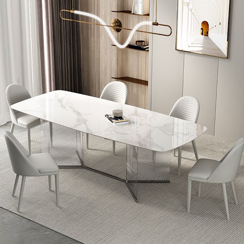 Contemporary Rectangle Sintered Stone Dining Table Set 1/3/4/5/6 Pieces Dining Set