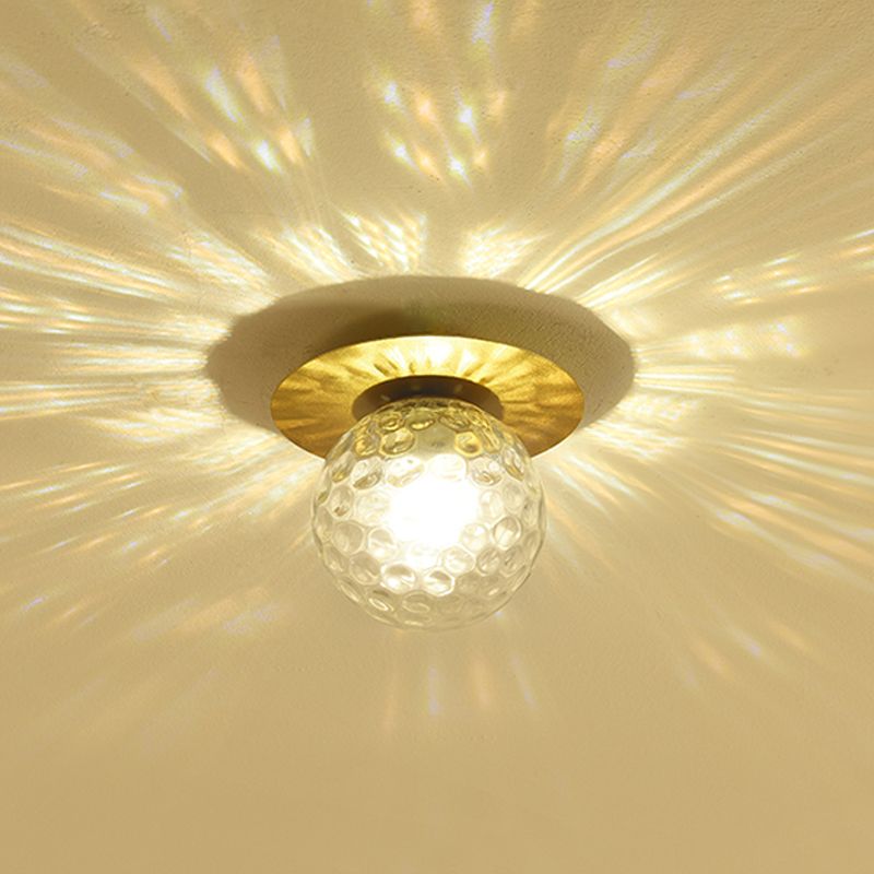 Modern Concise Globe Flush Mount Lacquered Iron Ceiling Light with Glass Shade