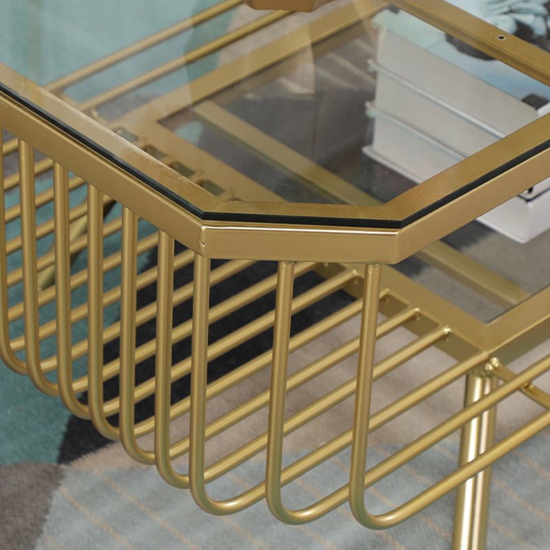 Modern Frame Coffee Table Rectangular Glass Top Cocktail Table for Home