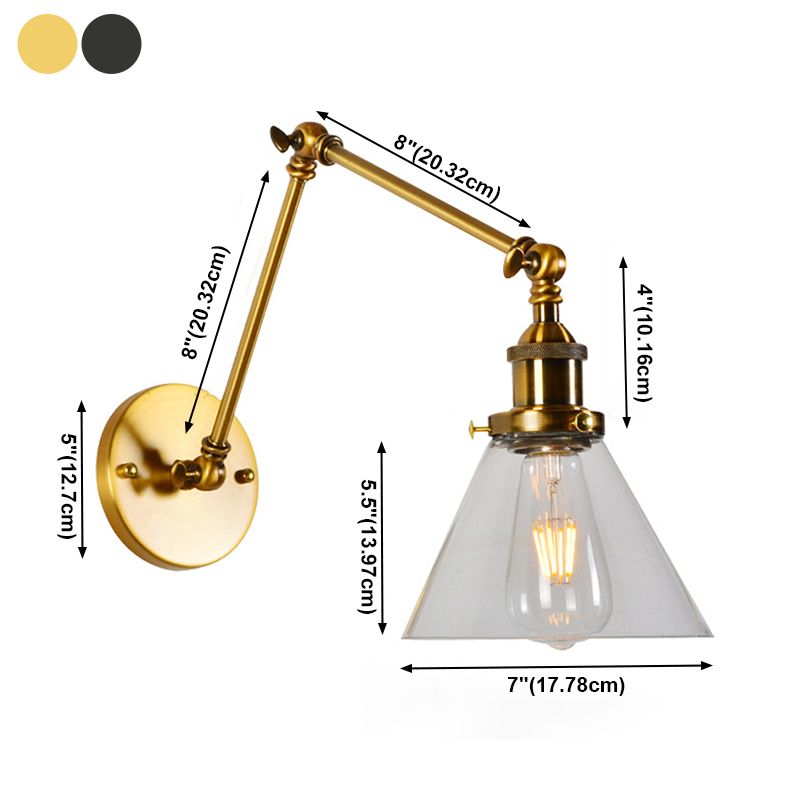 Glass Geometric Shade Wall Lighting Industrial Style Single Light Wall Mounted Light Fixture