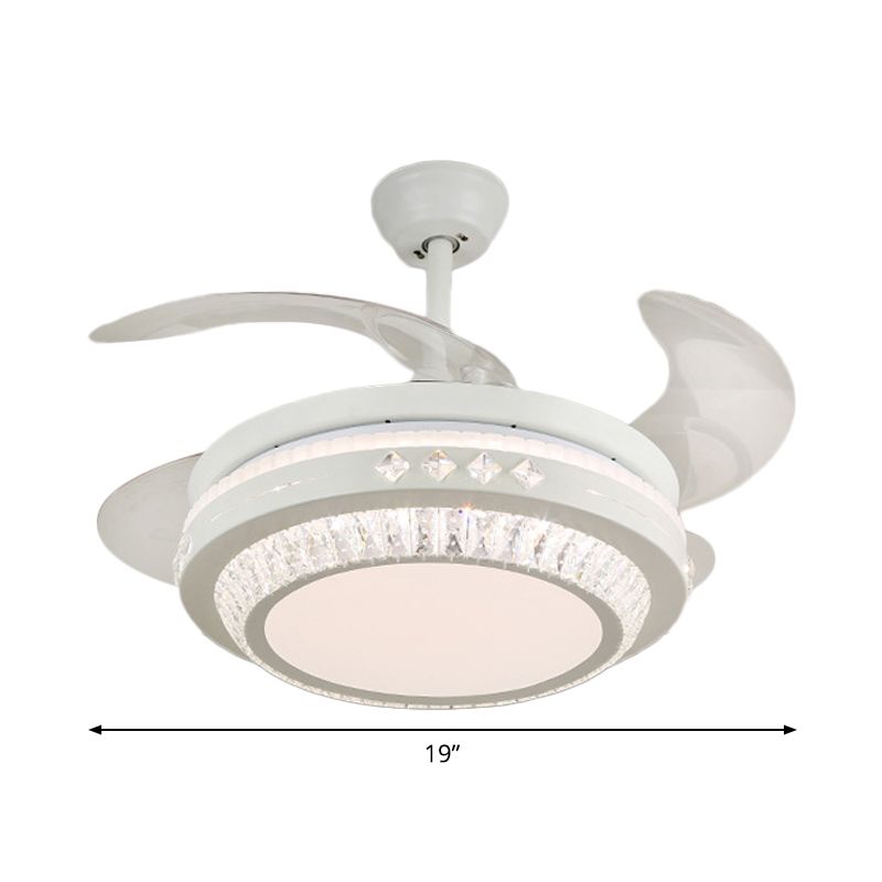 Simpulla Light a fiiling semifulò da 19 "Luce a filo rotondo a sospensione con tonalità acrilica, 4 lame
