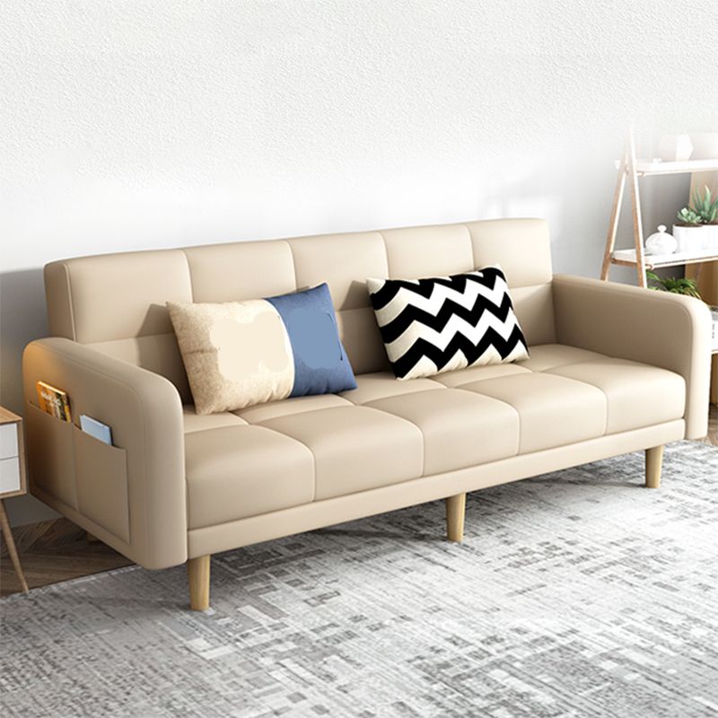 Beige hedendaagse koekje back sofa 25.6 "hoge vierkante armbank