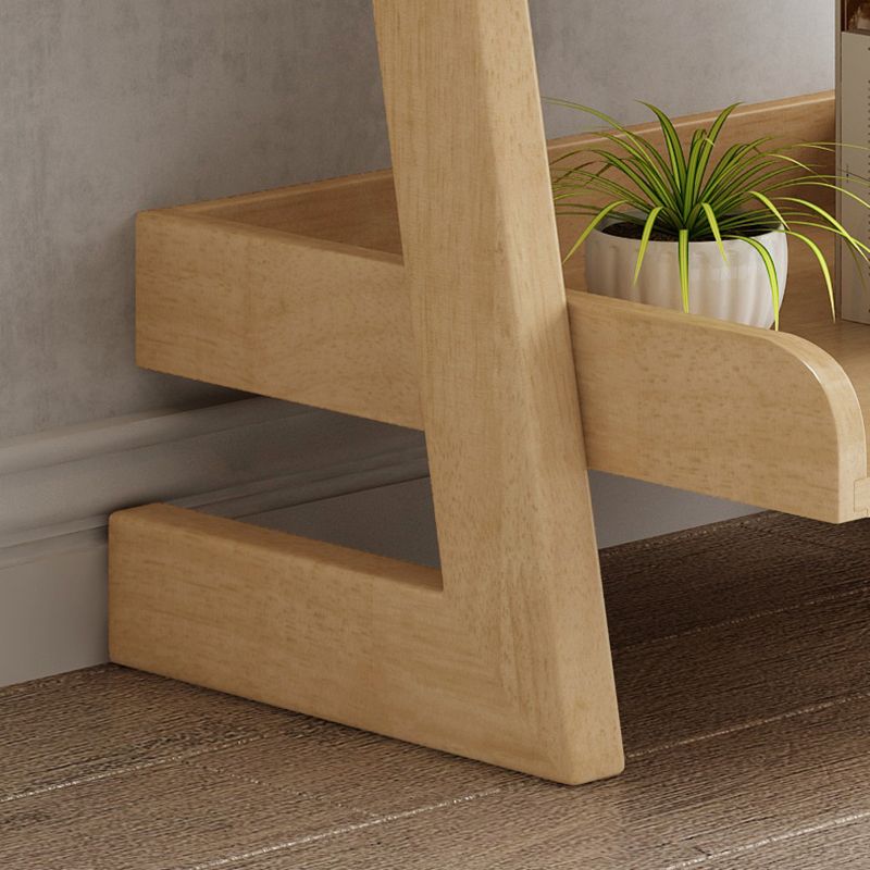 Open Back Ladder Bookshelf Wooden Bookcase with Shelves for Study Room