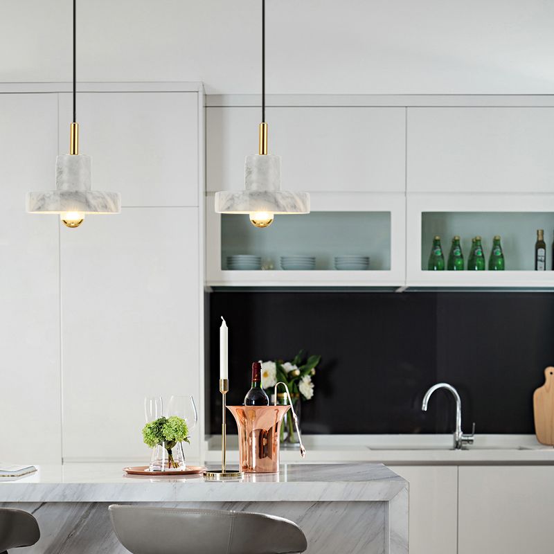 Marmeren dekselvormig plafondlicht minimalistische hangende lamp met één bulb voor eetkamer