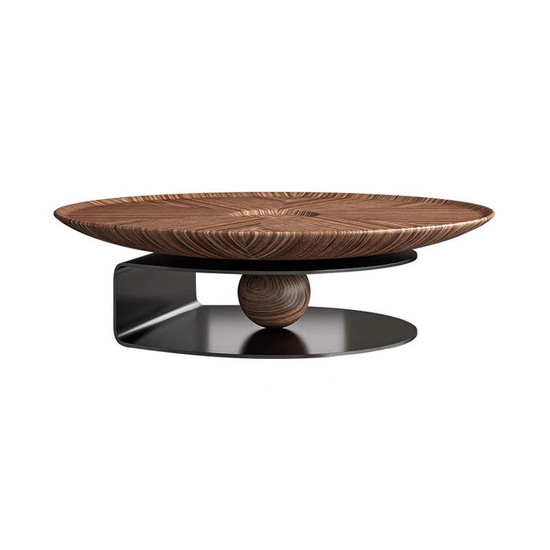 Modern Round Wood Single Coffee Table Pedestal Bunching Tables