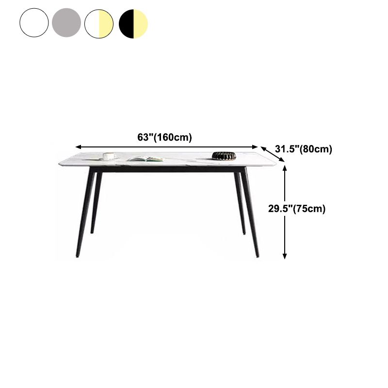 Rectangle Sintered Stone Dining Table Industrial Kitchen Table with 4 Legs
