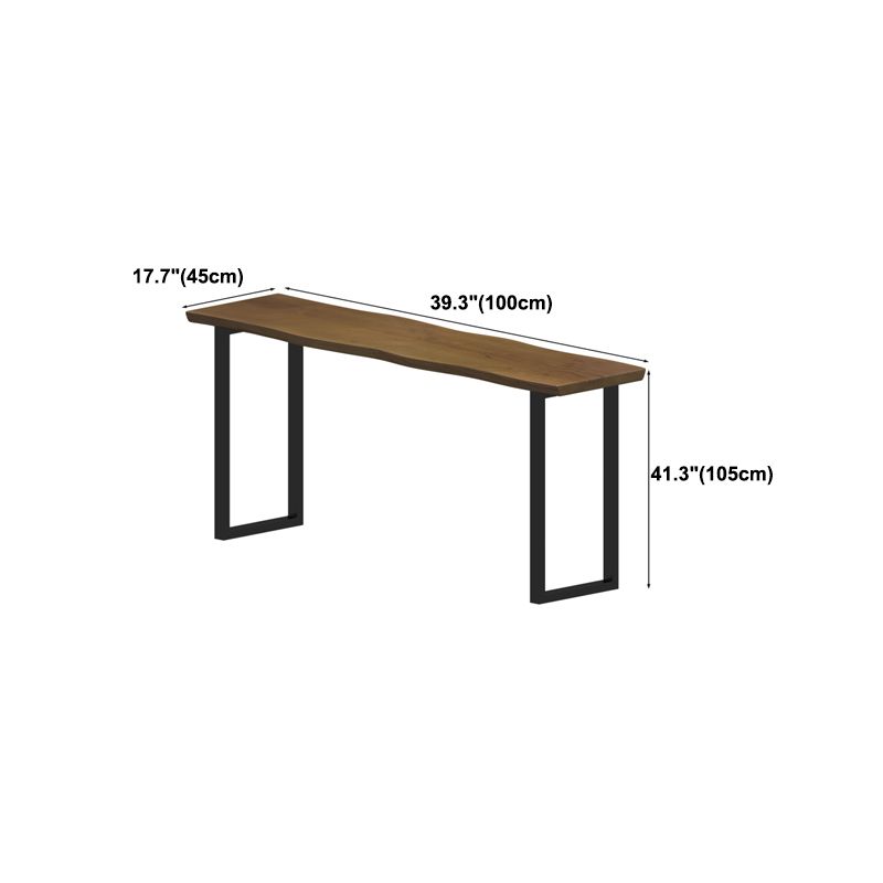 Brown Bar Table in Metal and Solid Wood Double Pedestal Bar Dining Table