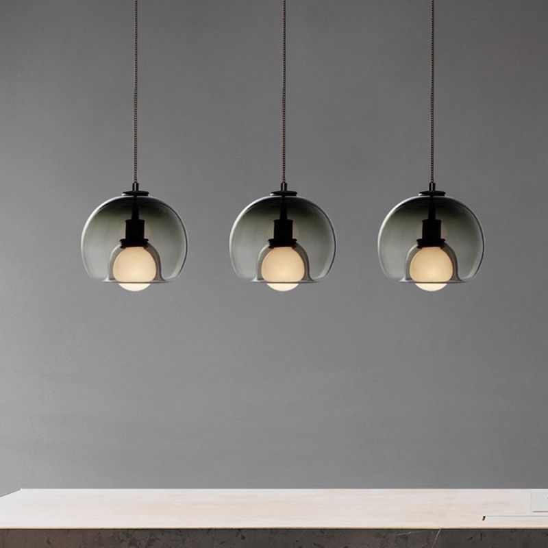 Modern Artistic Indoor Pendant Light Lacquered Iron Globe Hanging Lamp with Glass Shade